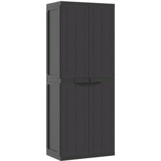 vidaXL Armario De Almacenaje Exterior Pp Negro 65x37x165 Cm Vidaxl