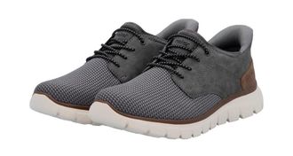 Rieker Slip-On Sneaker RIEKER Ready2GO, Herren, Gr. 40, grau (grau, braun), Lederimitat, Textil, Schuhe Slip-On Sneaker, Schlupfschuh, Halbschuh, Freizeitsne