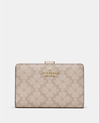 Kate Spade New York Womens Flower Medium Bifold Wallet - Beige - One Size