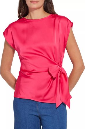Lyss&eacute; Rosalia Tie Drape Mix Media Top In Pink