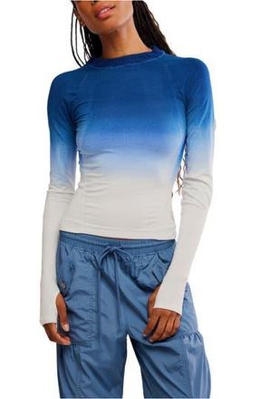 Free People FP Movement Take Flight Layer Top in Deep Blue Faded Comb at Nordstrom Rack, Size X-Small/small