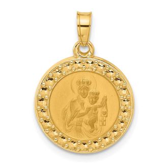 Diamond2Deal 14k Yellow Gold Hollow Our Lady of Mt Carmel Medal