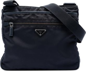 Prada Pre-owned Prada Saffiano Trimmed Tessuto Zip Top Crossbody Unisex G8E1BTLPGTGWXEKY