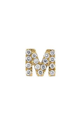 Bony Levy Icon Diamond Initial Single Stud Earring in 18K Yellow Gold - M at Nordstrom