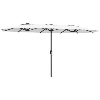 OUTSUNNY Sombrilla Doble 4,6x2,6 M, Sombrilla Terraza Exterior Con Manivela Manual, Protecci&oacute;n Uv50+, Funda Protectora, Resistente Al Agua, Blanco