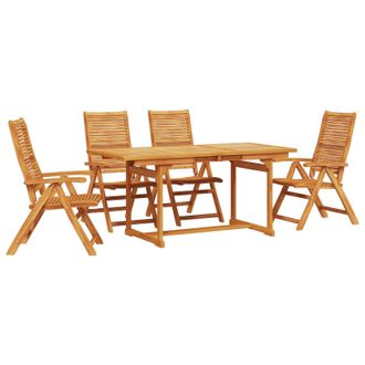 vidaXL Conjunto De Comedor De Jard&iacute;n 5 Uds. Marr&oacute;n Vidaxl
