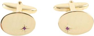 David Van Hagen Mens Ruby Starburst Cufflinks and Tie Slide Set - Gold/Red