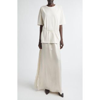 Haikure Joopy Drawstring Waist Mixed Media T-Shirt Dress in Butter at Nordstrom, Size X-Large