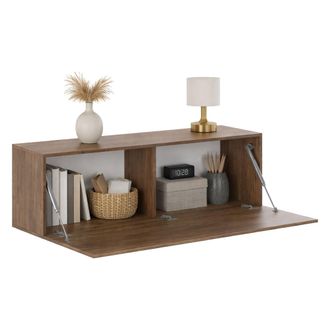 Dmora Mueble Colgante Laghetto, Modular, Un Estante, Una Puerta, 150x40h Cm Marr&oacute;n Nogal