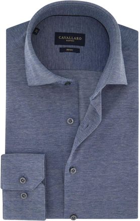 Cavallaro katoenen overhemd Cavallaro blauw effen jersey