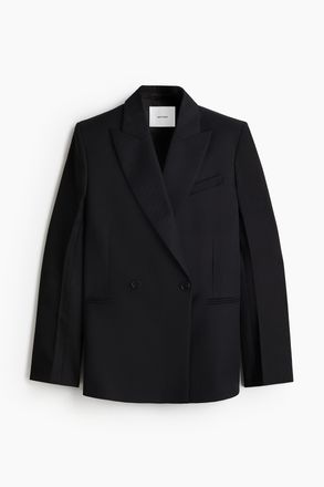 H&M Zweireihiger Blazer aus Wolle - Schwarz