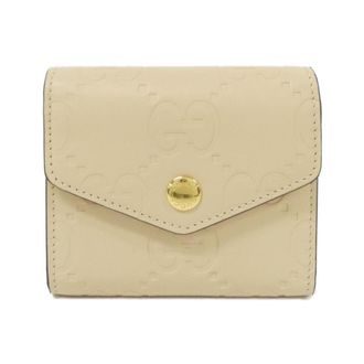 Gucci Light Beige Gg Leather Wallet (Tri-Fold) (Pre-Owned)