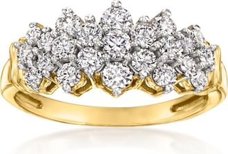 Ross-Simons Lab-Grown Diamond Cluster Ring in 18kt Gold Over Sterling