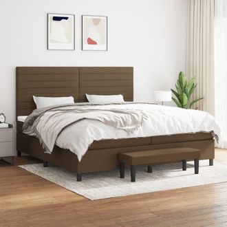 vidaXL Cama Box Spring Con Colch&oacute;n Tela Marr&oacute;n Oscuro 200x200 Cm Vidaxl