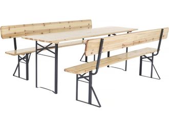 Habitat et Jardin Set Brasserie In Legno lisbon Con Schienale - 220 Cm - Marrone