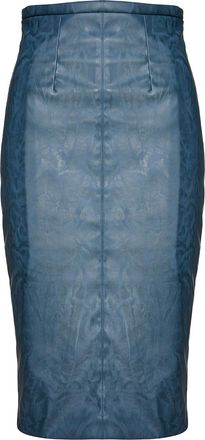 Móveis Conquista Womens Faux Leather High Waist Pencil Skirt - Indigo Blue - Size EU 44 (Womens)