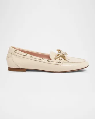 Roger Vivier Roundytoe Strass Leather Boat Loafers