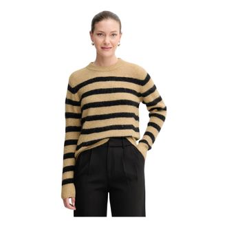 Mos Mosh MOS Mosh, Truien & Vesten, Dames, Geel, S, Wol, MMThora Stripe Crewneck Knit