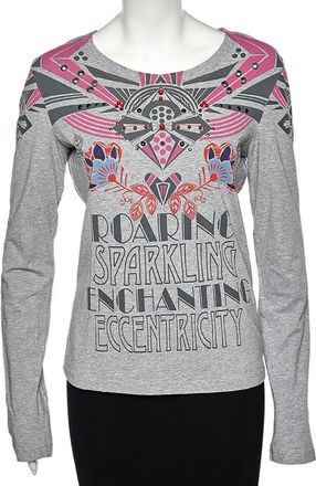 Love Moschino Grey Printed Cotton Long Sleeve T-Shirt