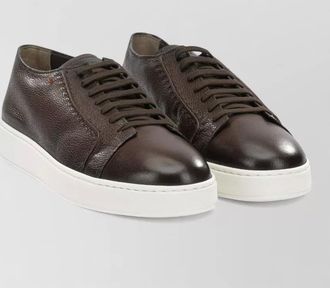 Santoni leather low-top lace-up sneakers