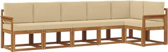 vidaXL Conjunto De Sof&aacute;s De Exterior 6 Uds. Natural Y Beige Vidaxl