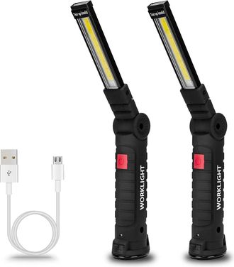 OEM Juego De 2 Focos De Trabajo Led Solubles Con Base Magn&eacute;tica, Rotaci&oacute;n De 360&deg;, Multifuncionales Para Reparaciones Y Trabajos Al Aire Libre