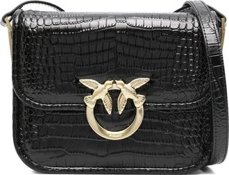 Pinko Crocodile-embossed Leather Cross Body Bag