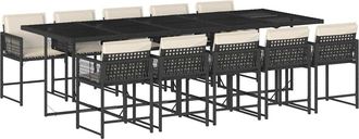 vidaXL Vidaxl Set Da Pranzo Da Giardino 11 Pz Con Cuscini In Polyrattan Nero