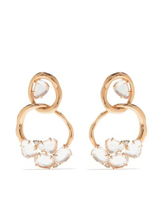 Brumani Orecchini Looping in oro rosa 18kt con diamanti e quarzo