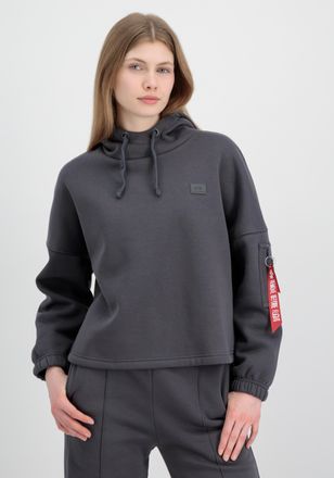 Alpha Industries Hoodie ALPHA INDUSTRIES X-Fit Label OS Hoodie Wmn, Damen, Gr. S, grau (vintage grau), Obermaterial: 80% Baumwolle, 20% Polyester, oversize, Sweatshirt