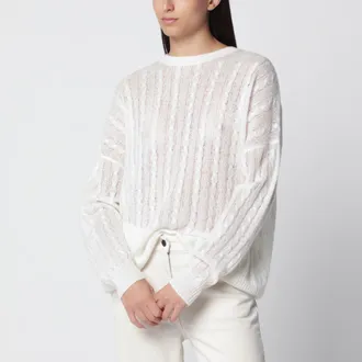 Lisa Yang Maglione Amabel in cashmere di seta a trecce color crema