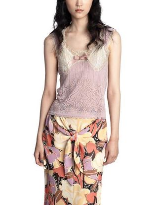 Anna Sui Lingerie Lace Knit Camisole in Blush at Nordstrom, Size X-Small