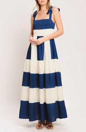 Flying Tomato Stripe Fit & Flare Maxi Dress in Off White/Blue at Nordstrom, Size Large