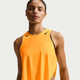 Nike Womens AeroSwift Dri-FIT ADV Cropped Running Tank Top in Orange | FN2713-845