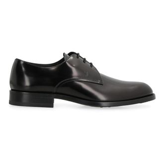 Tod's Derby Leren Veterschoenen - Heren - Nette schoenen - Zwart - 40 EU - Leer - Schoenen