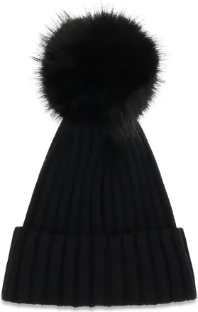 Moncler Womens Wool Hat With Pon Black Fleece Ovis Aries E Hairbands