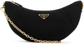 Prada Black Re-Nylon Prada Demi-Lune Shoulder Bag