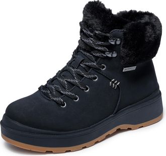 Skechers Womens Park City Boots, Black Duraleather/Faux Fur, 4.5 UK
