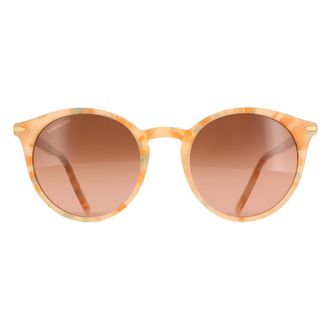 Serengeti Eyewear Round Womens Shiny Peach Marble Mineral Polarized Drivers Gradient Leonora - Pink - One Size