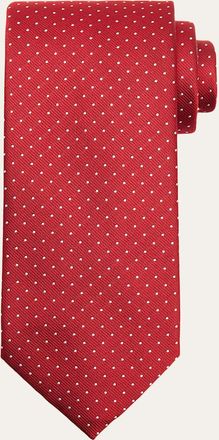 Brioni Mens Micro-Polka Dot Silk Tie