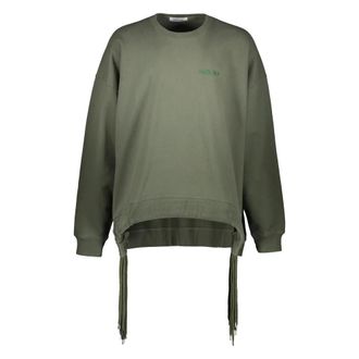 AMBUSH Sweatshirts, male, Green, Size: S Embroidered Cotton Sweatshirt with Asymmetric Hem