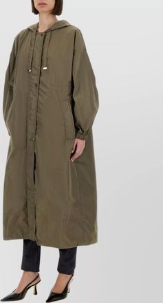 Max Mara long hooded parka with drawstring and pockets