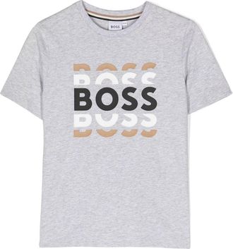 BOSS Kidswear logo-print cotton T-shirt - kids - Cotton - 10 - Grey