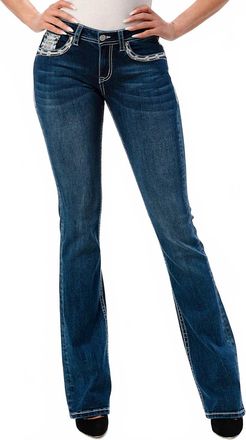 Grace in L.A. Star Mid Rise Easy Bootcut Stretch Jean In Dark Wash