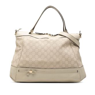 Gucci Beige Leather Shoulder Bag Tote Bag (Pre-Owned)