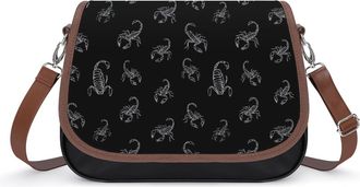 Generic Scorpion White And Black Womens Crossbody Bag Fashion Shoulder Handbags Message Tote Bag with Adjustable Strap