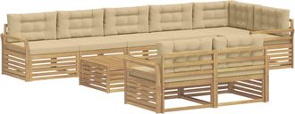 vidaXL Conjunto De Sof&aacute;s De Exterior 9 Uds. Y Beige Poli&eacute;ster Vidaxl