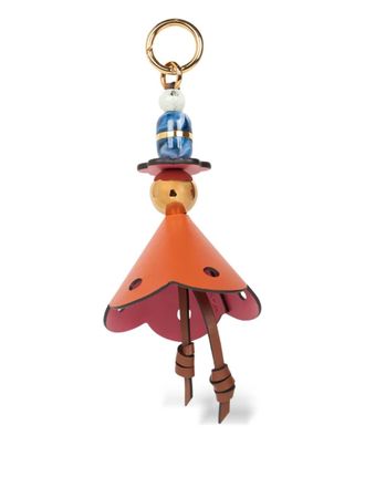 Etro flower marbles leather charm bag - Orange