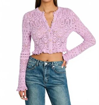 Retrof&ecirc;te Giuliana Crochet Cardigan In Pink