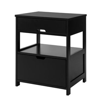 SoBuy Sobuy - Mesita De Noche Dormitorio Mesa Auxiliar Con 2 Cajones Negro 45x55x38cm Frg258-sch Es